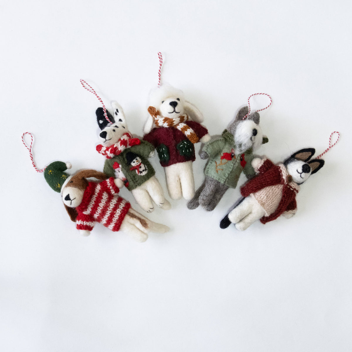 Ornament - Dog Felt with Handknit Sweater