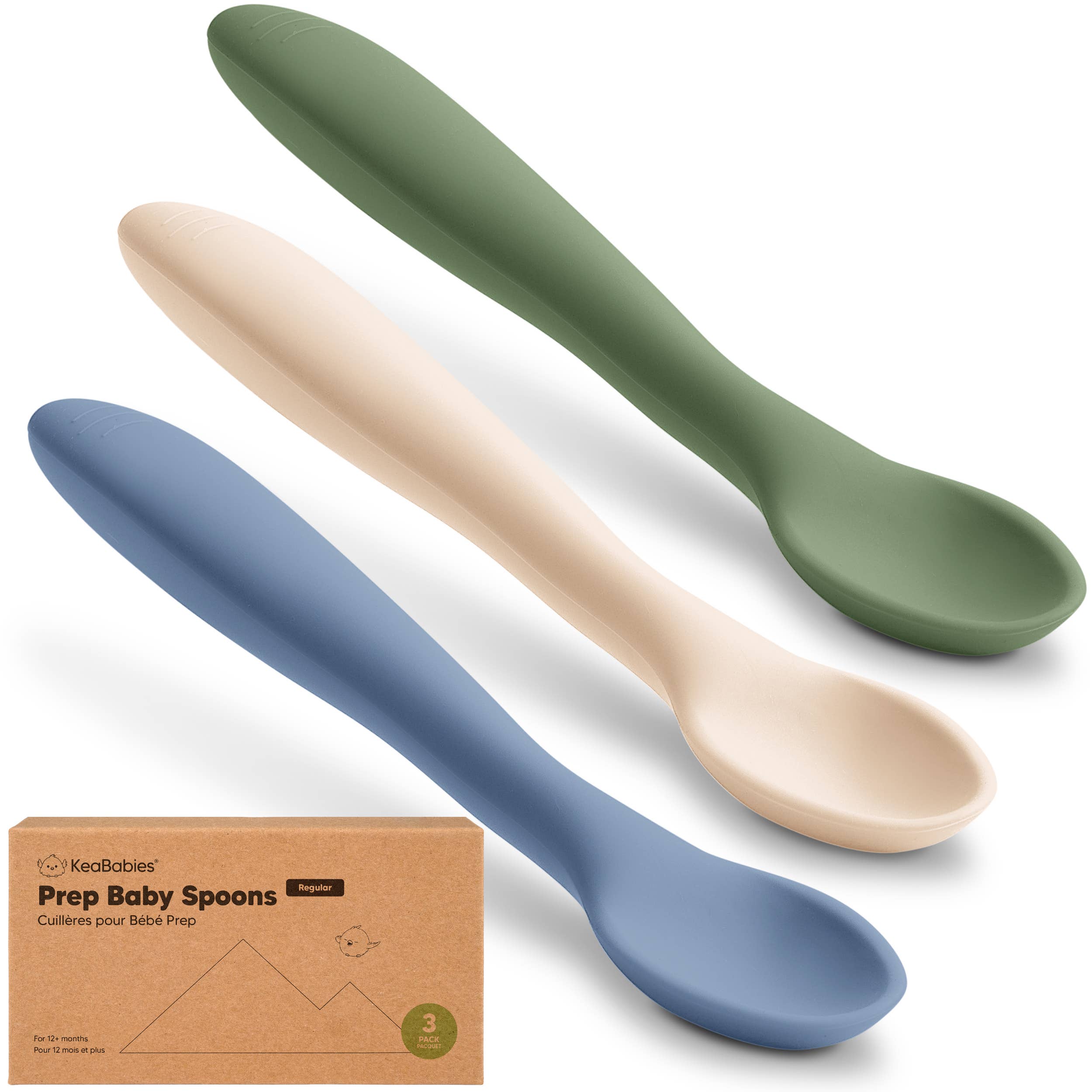 3-Pack Prep Silicone Baby Spoons for Toddlers 6-24 months: Slate