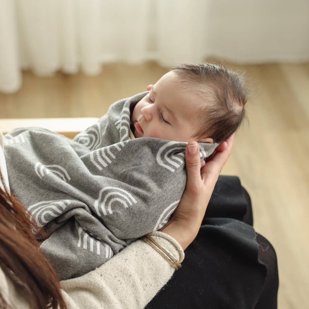 100% Luxury Cotton Swaddle Receiving Baby Blanket - Rainbow: Pink