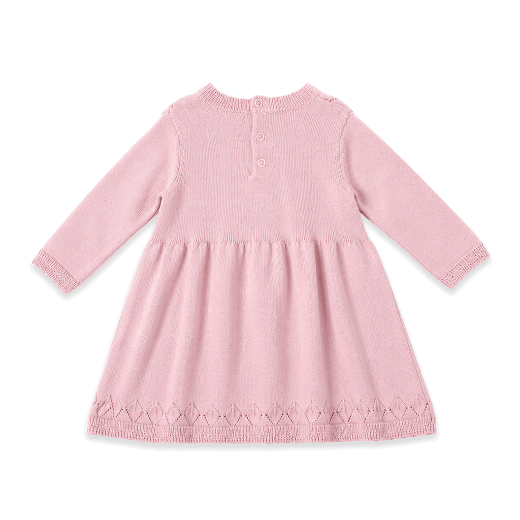 Milan Pointelle Sweater Knit Baby dess (Organic Cotton): Mauve Pink / 6-12 Month