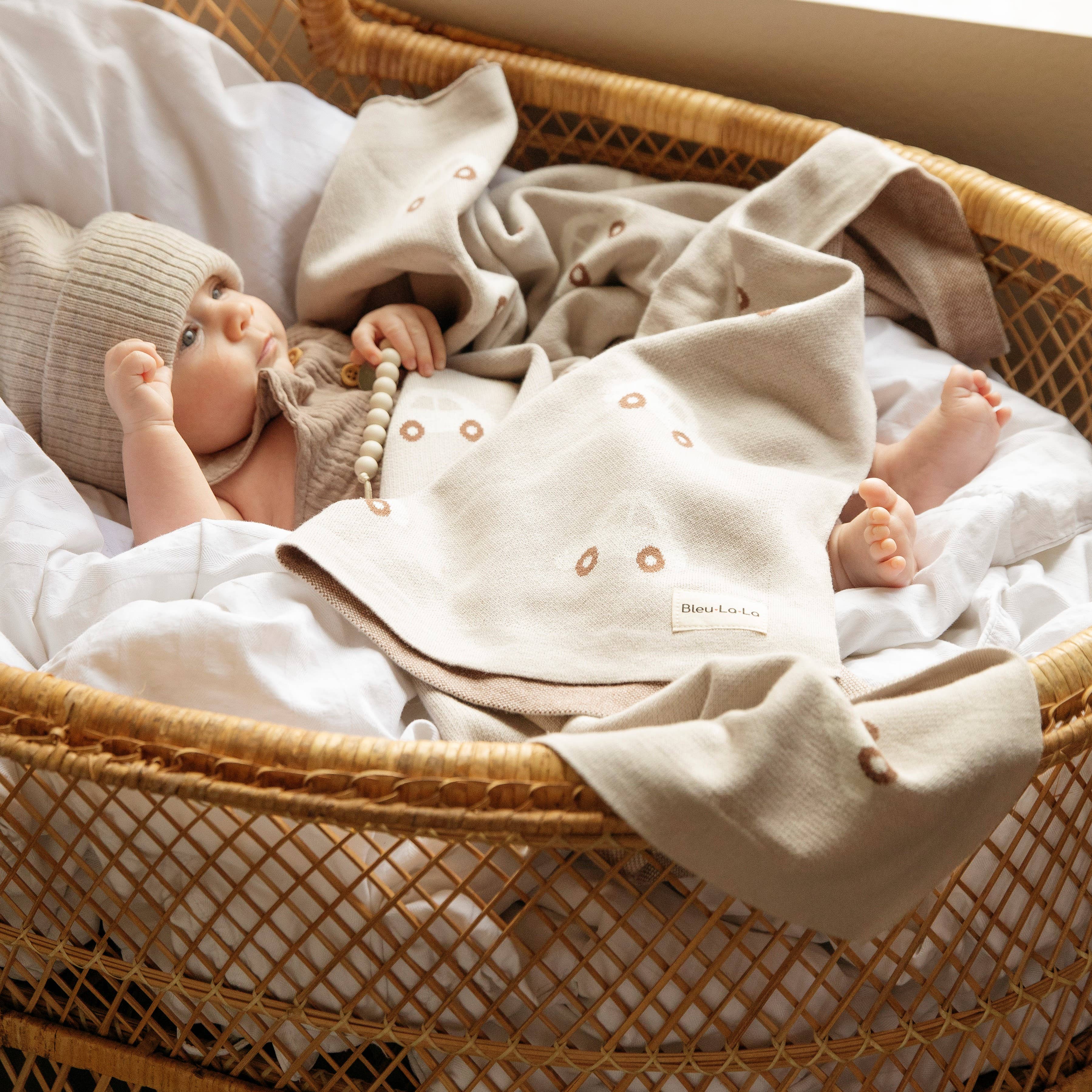 100% Luxury Cotton Receiving Swaddle Baby Blanket - Cars: Cream