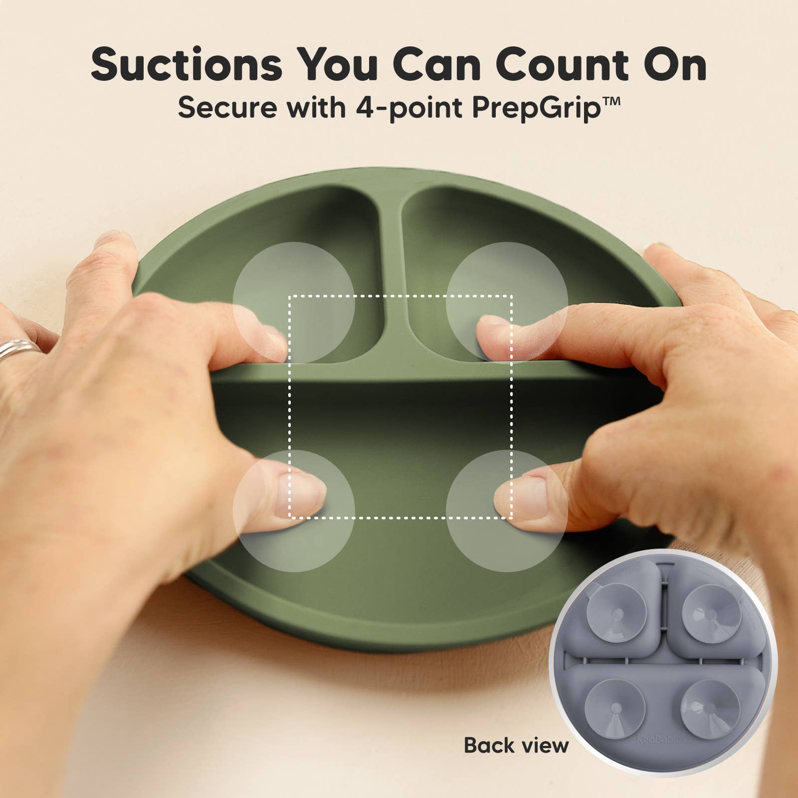 3-Pack Prep Suction Plates for Baby, BPA-Free Silicone Plate: Slate