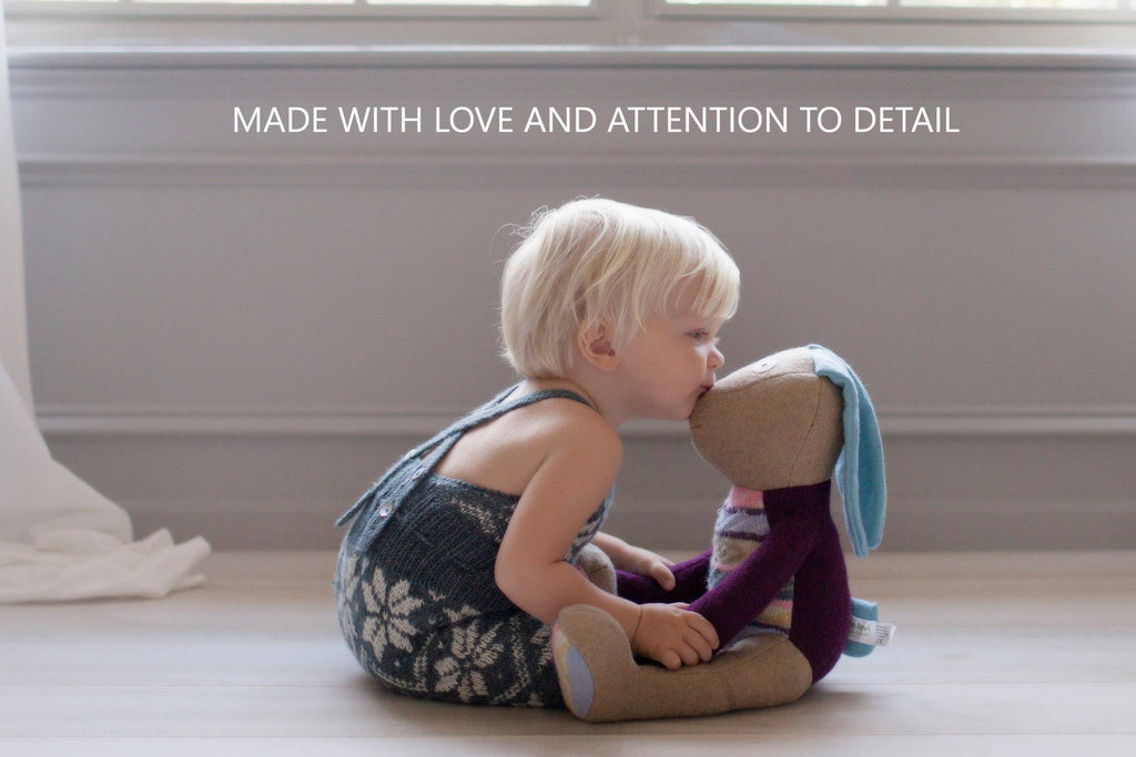 Hippo Puppet | Reclaimed Wool: 12 inch height (30.5 cm).