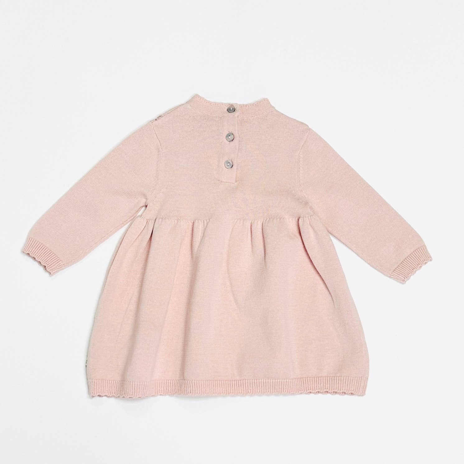 Milan Pointelle Knit Baby Sweater Dress Organic Cotton: Blush