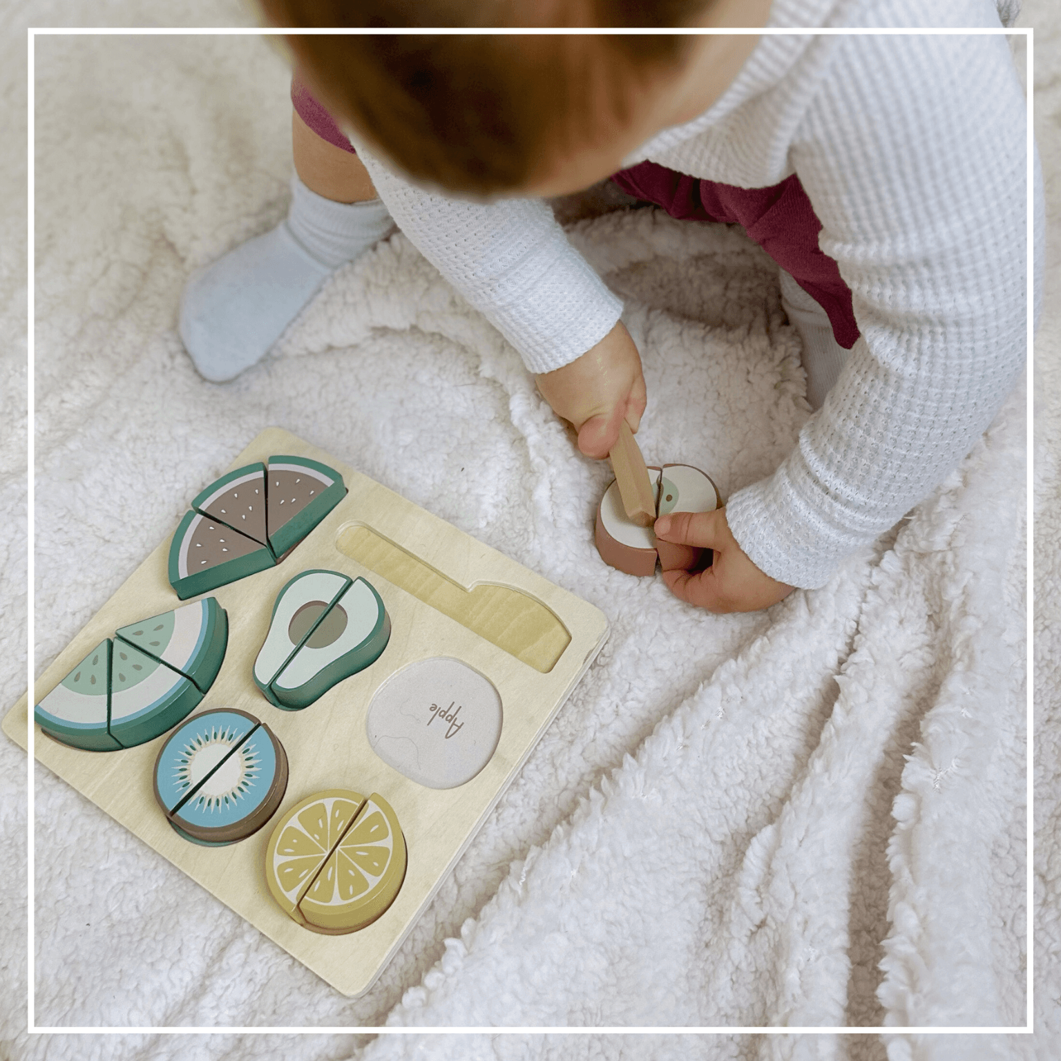 Wooden Fruit Cutting Puzzle - Velcro Play Food Set Ages 18m+