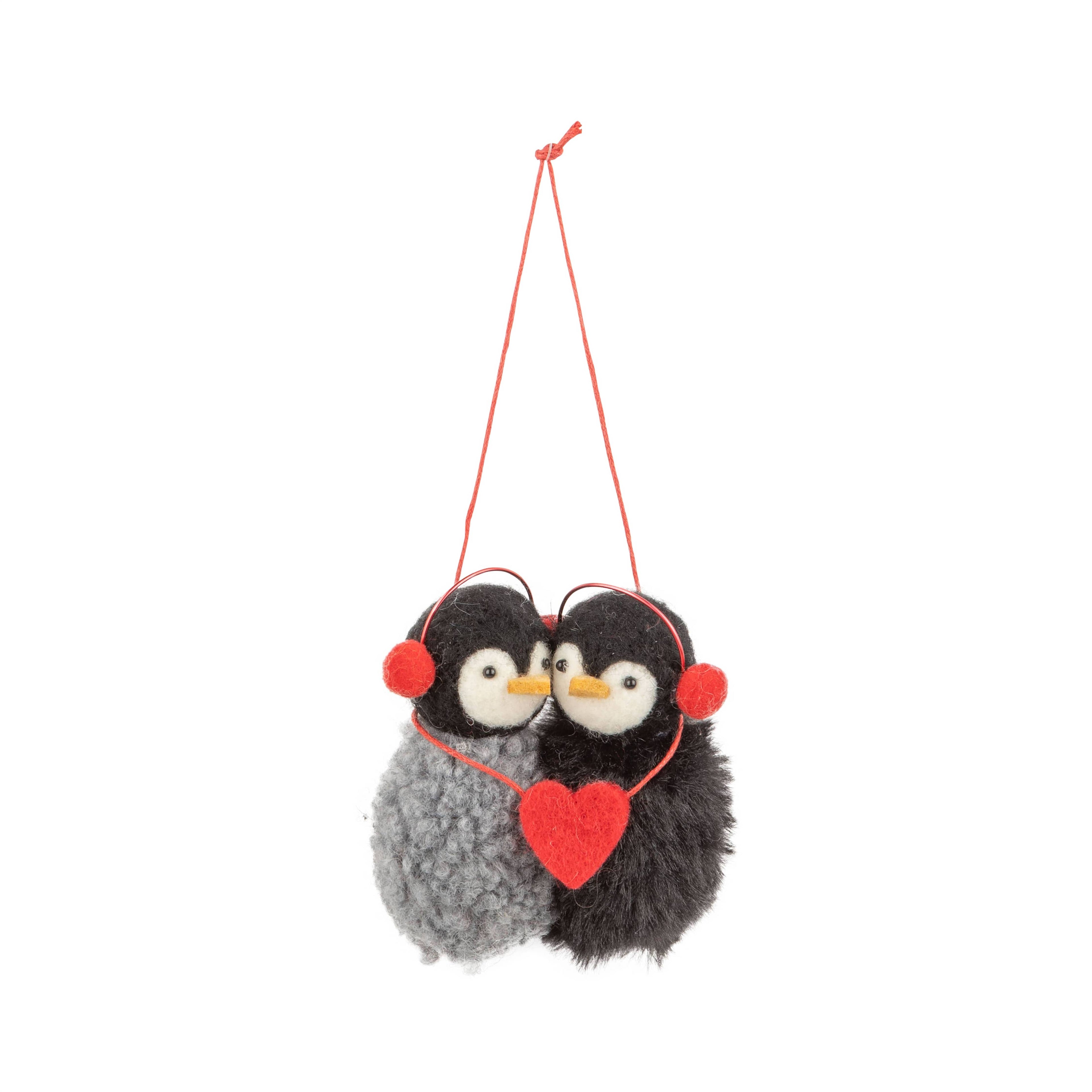 Felt Penguin Love Ornament