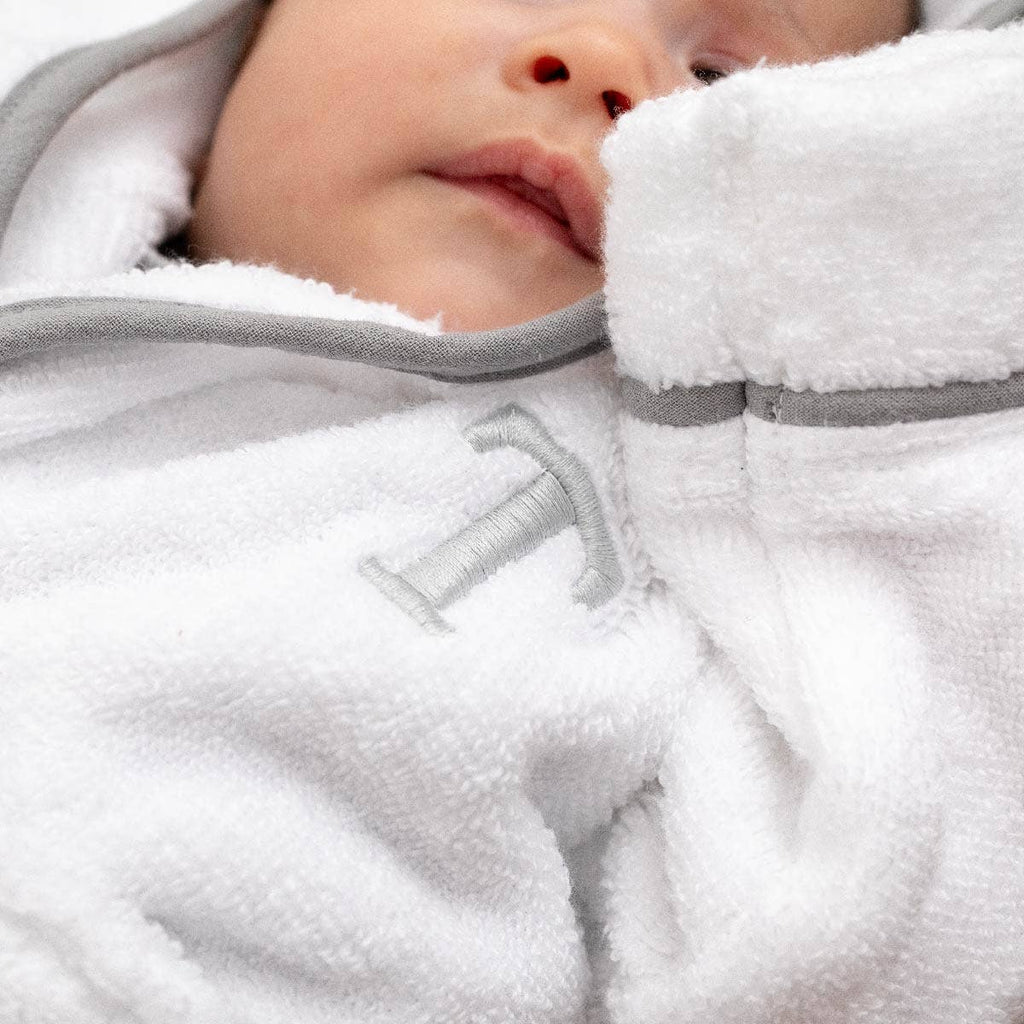 Terry Bathrobe_White + Grey: Unisex / White + Grey / 12-18m