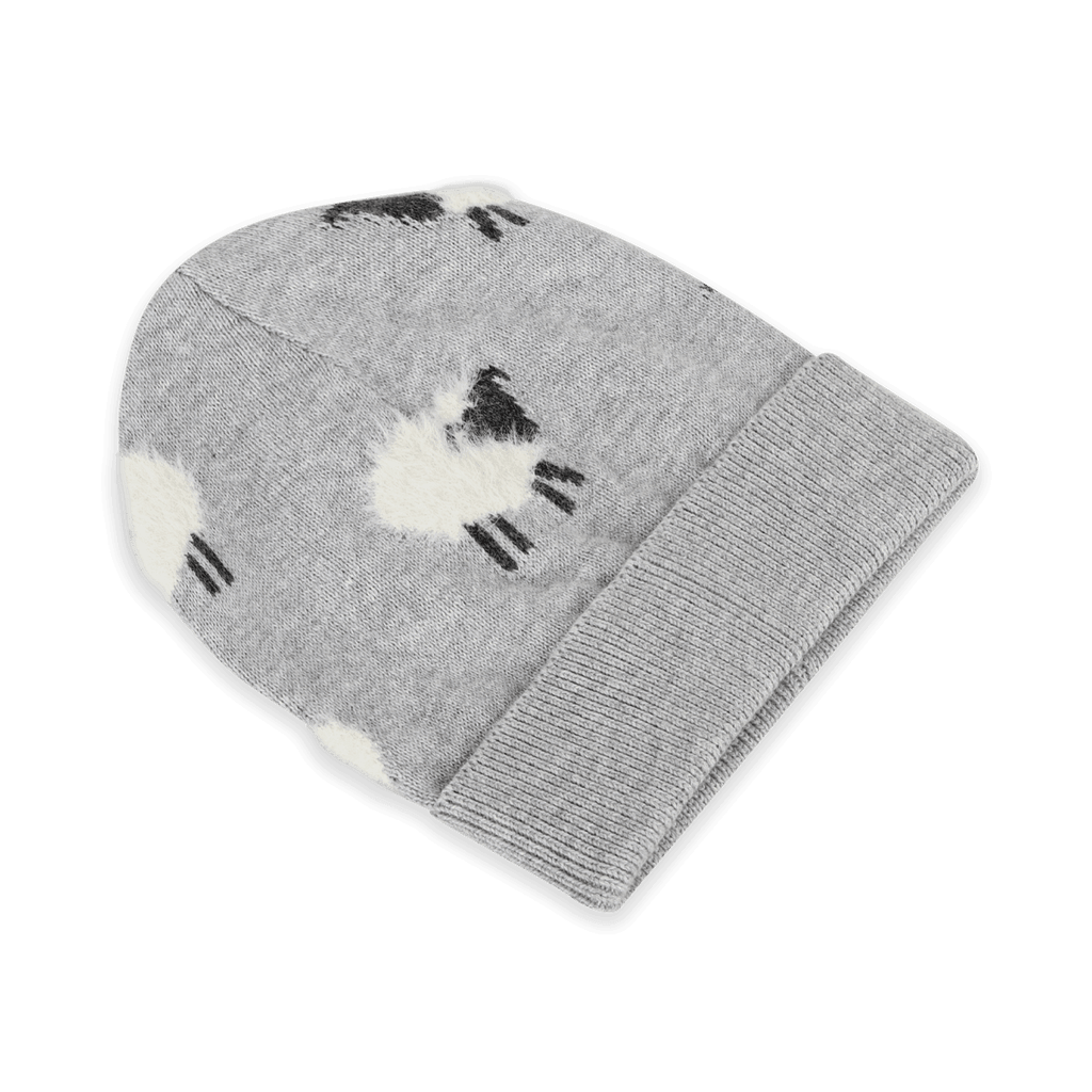 Furry Sheep Knit Round Baby Beanie (Organic Cotton): Pewter Grey Heather / One Size