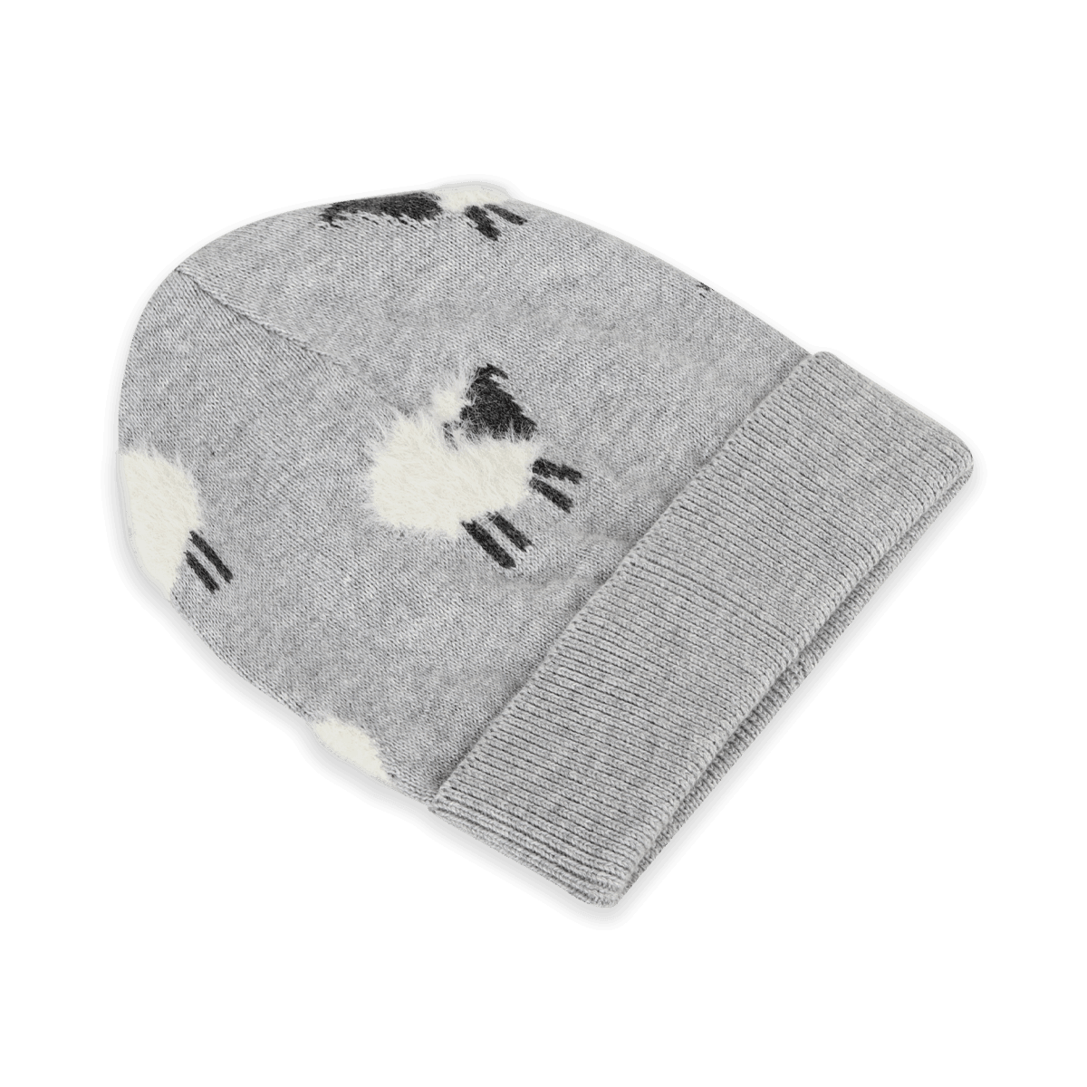 Furry Sheep Knit Round Baby Beanie (Organic Cotton): Pewter Grey Heather / One Size