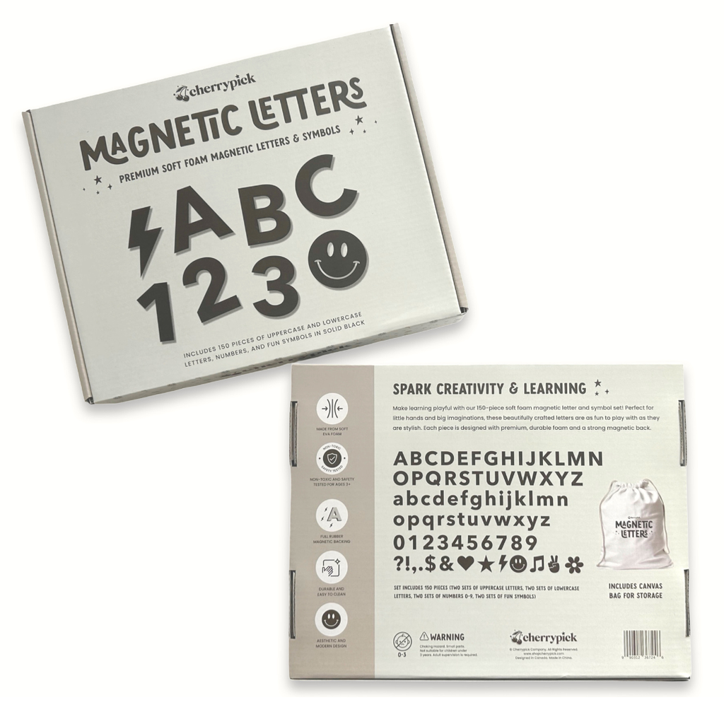 Soft Foam Magnetic Letters & Symbols 150pc Set: Solid Black
