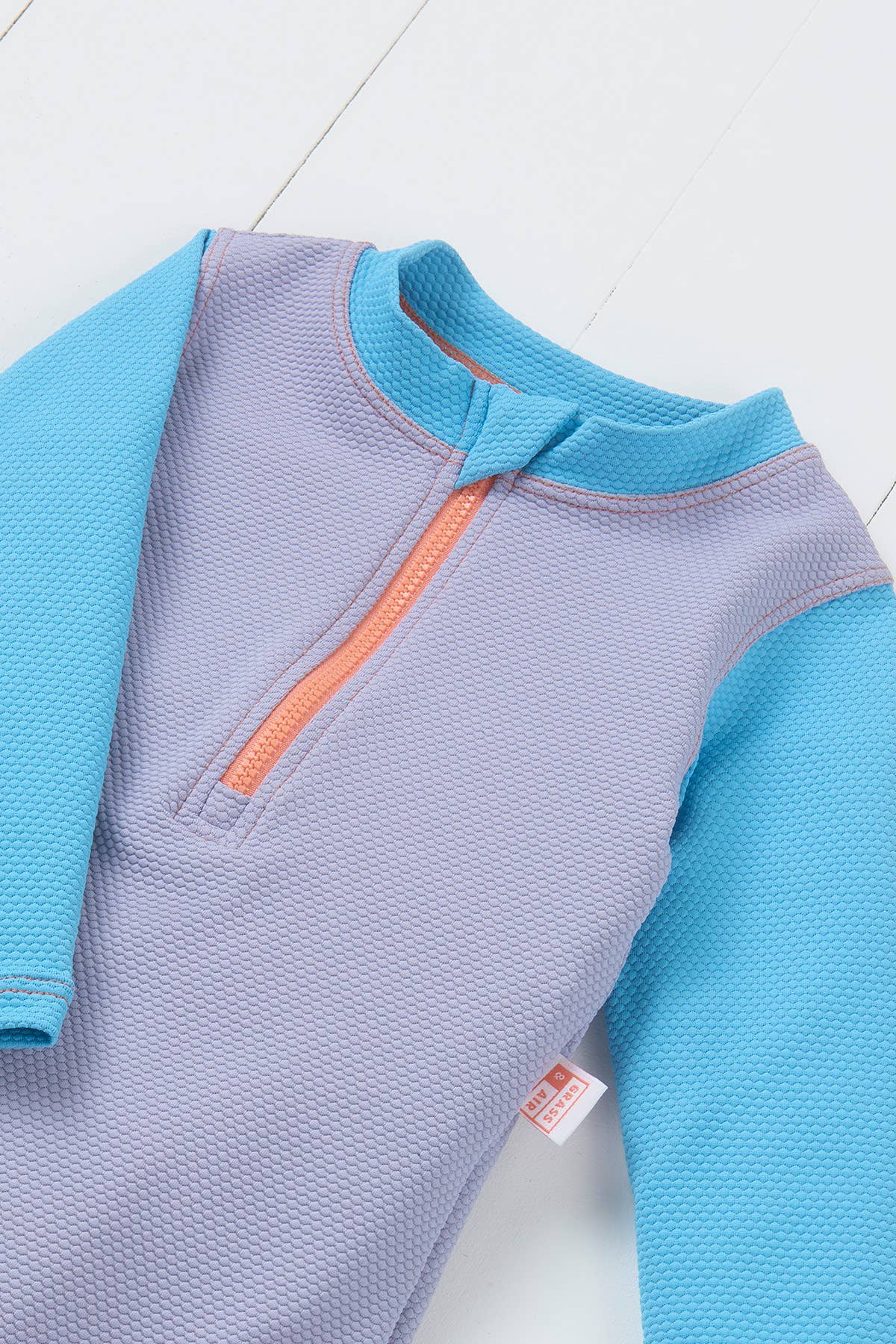 Lavender Ribbed Kids Long Sleeve Swimsuit: Lavender