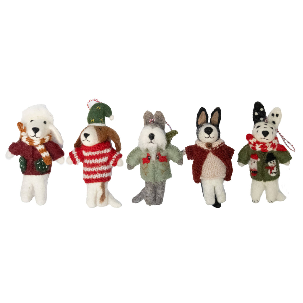 Ornament - Dog Felt with Handknit Sweater