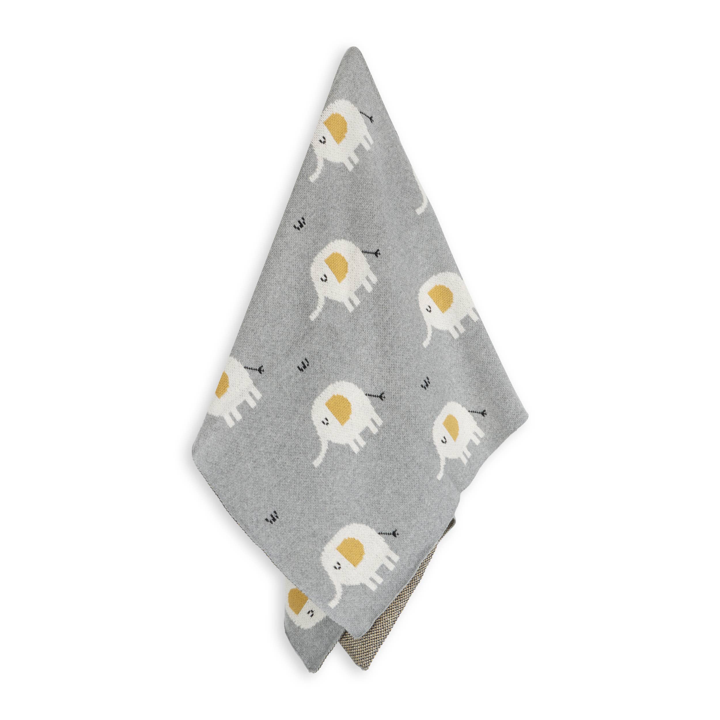 Elephant - Organic Cotton Jacquard Sweater Knit Baby Blanket: One Size
