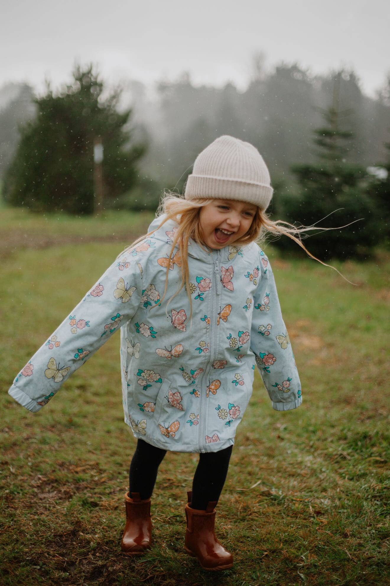 Flower and Butterfly Color Changing Kids Raincoat