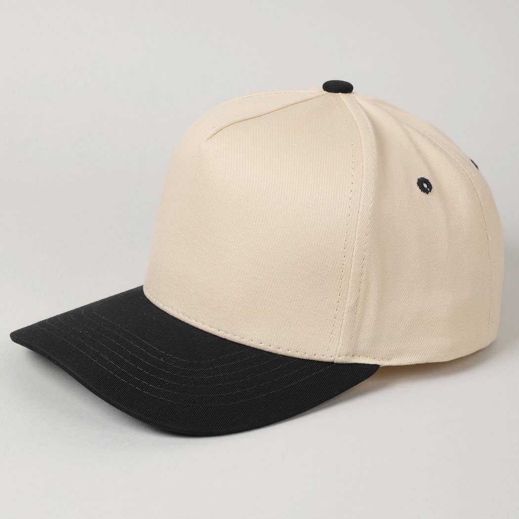 Kids Plain Two Tone Canvas Cotton Baseball Cap : HOT PINK / ONE SIZE