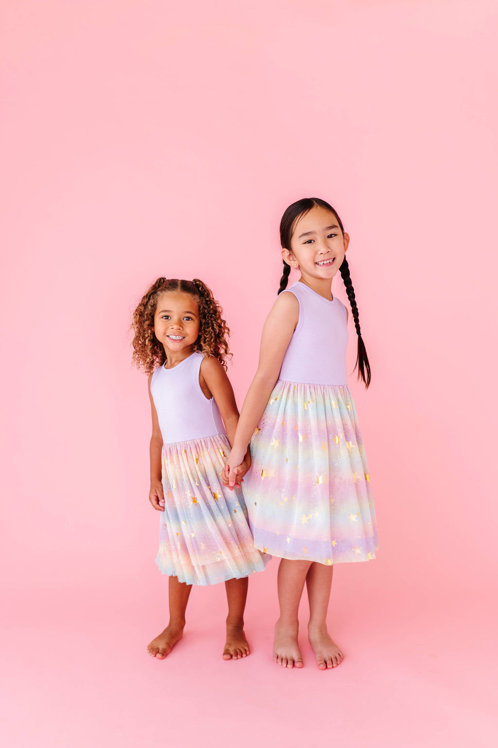 Kids Bamboo + Tulle Dress - Spring Rainbow Twinkle