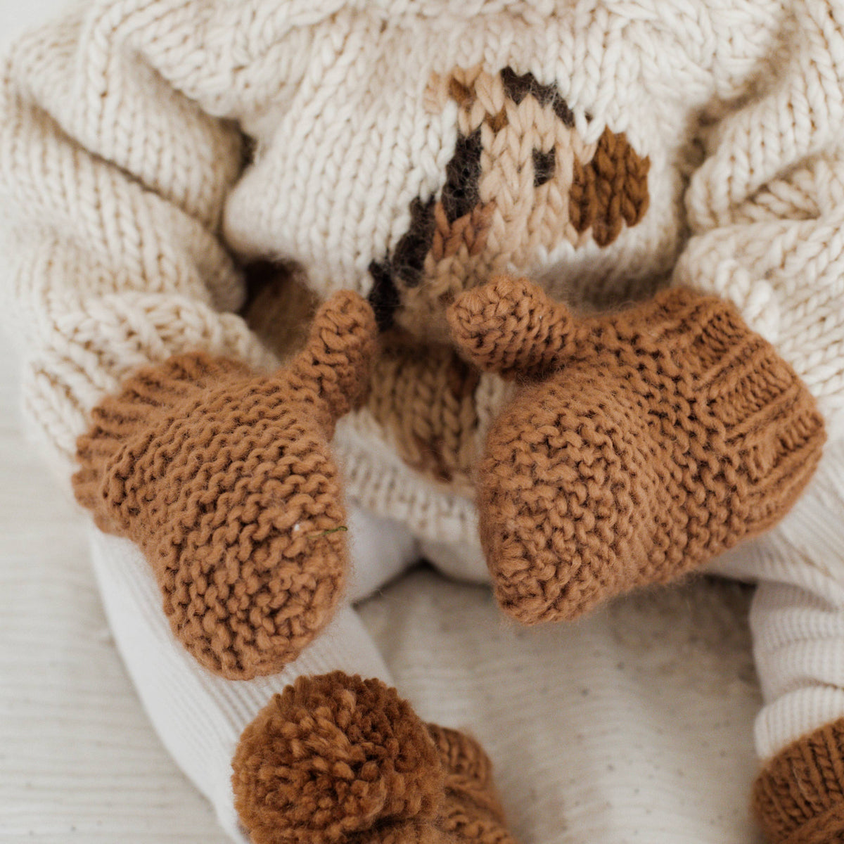Garter Stitch Mittens Pecan for Toddlers & Kids: M (6-24 months)
