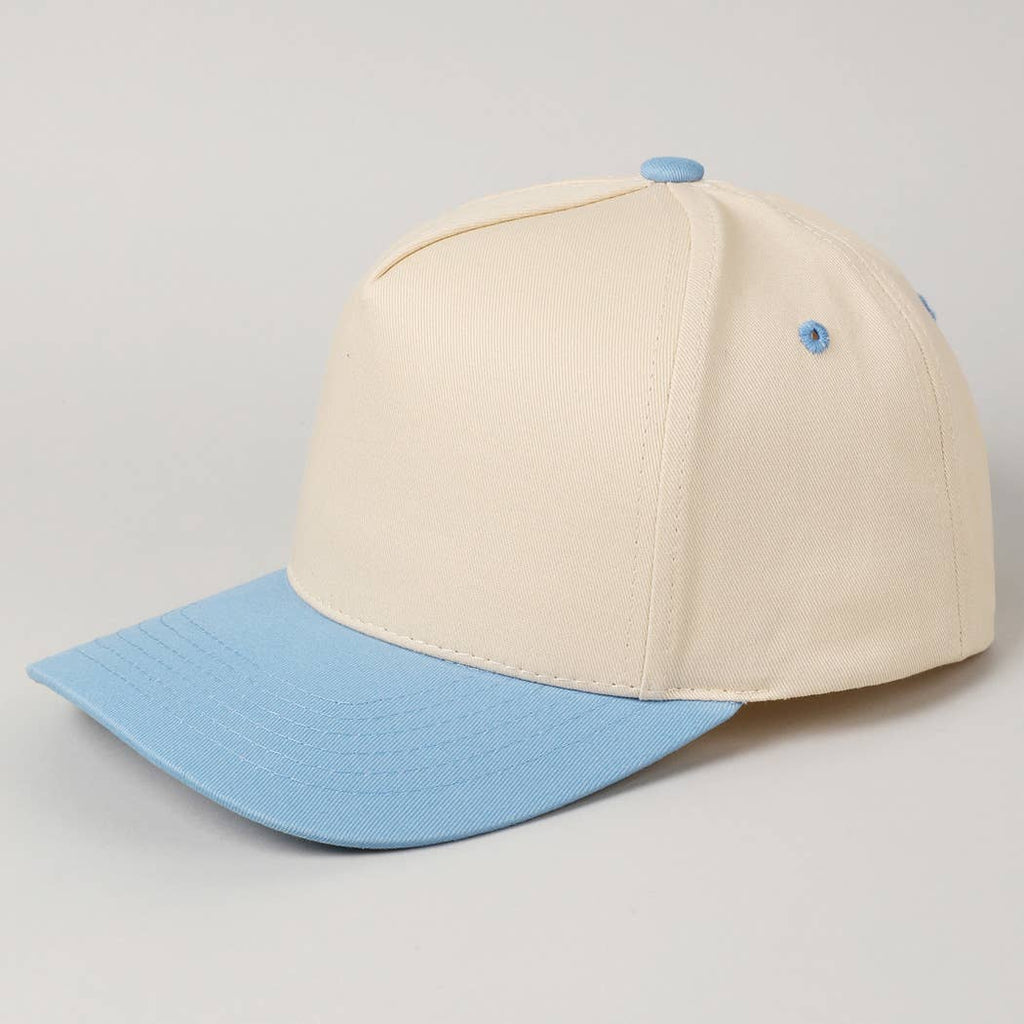 Kids Plain Two Tone Canvas Cotton Baseball Cap : HOT PINK / ONE SIZE