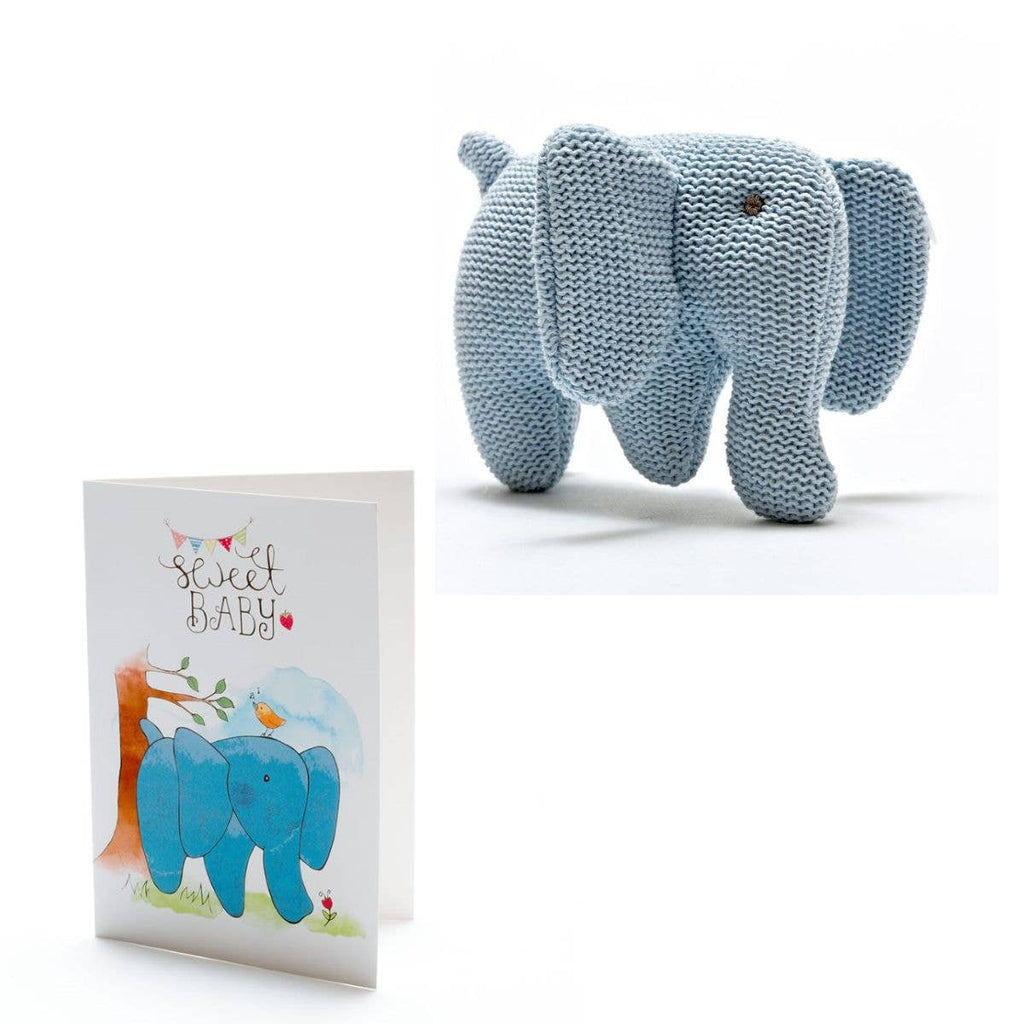 Welcome Baby Greetings Card with Blue Elephant