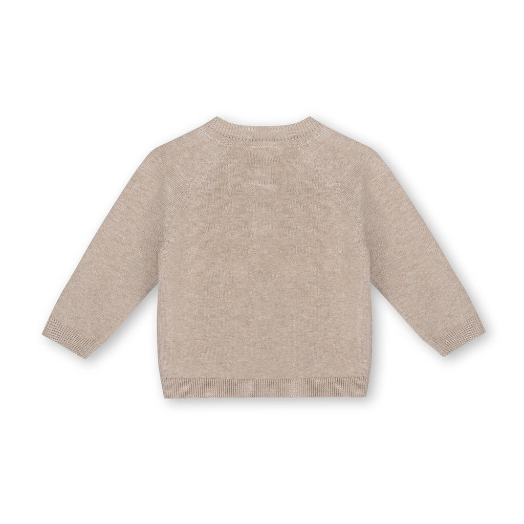 Owl Baby Button Cardigan Sweater (Organic Cotton): Oat Heather