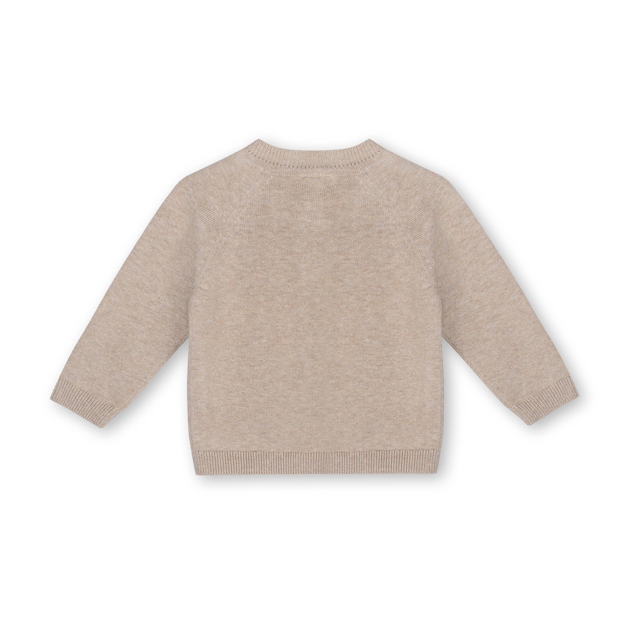 Owl Baby Button Cardigan Sweater (Organic Cotton): Oat Heather