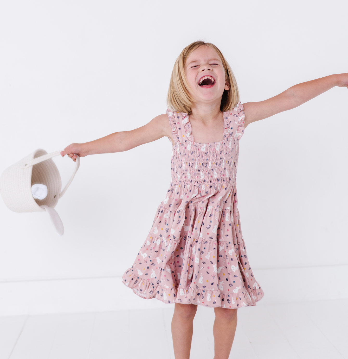 Kids Bamboo Smocked Tank Dress - Belle Bunny