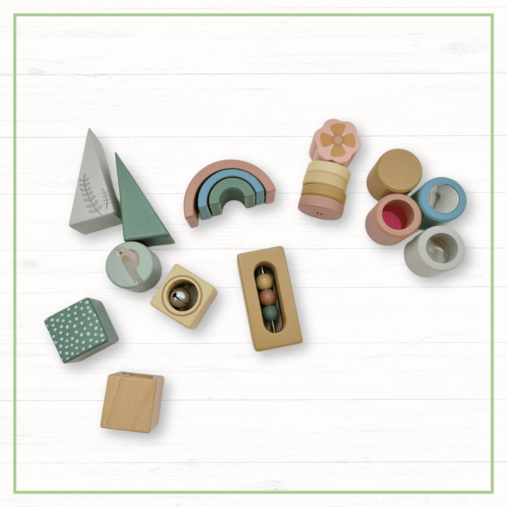 Activity Block Set Wooden Activity Blocks 15pc - Interactive Sensory Blocks Ages 12m ...