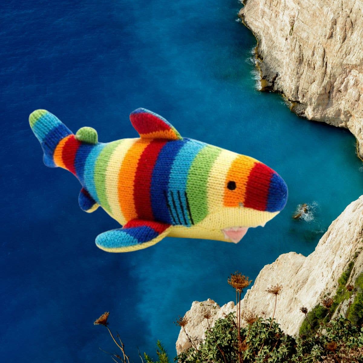 Knitted Shark Baby Rattle