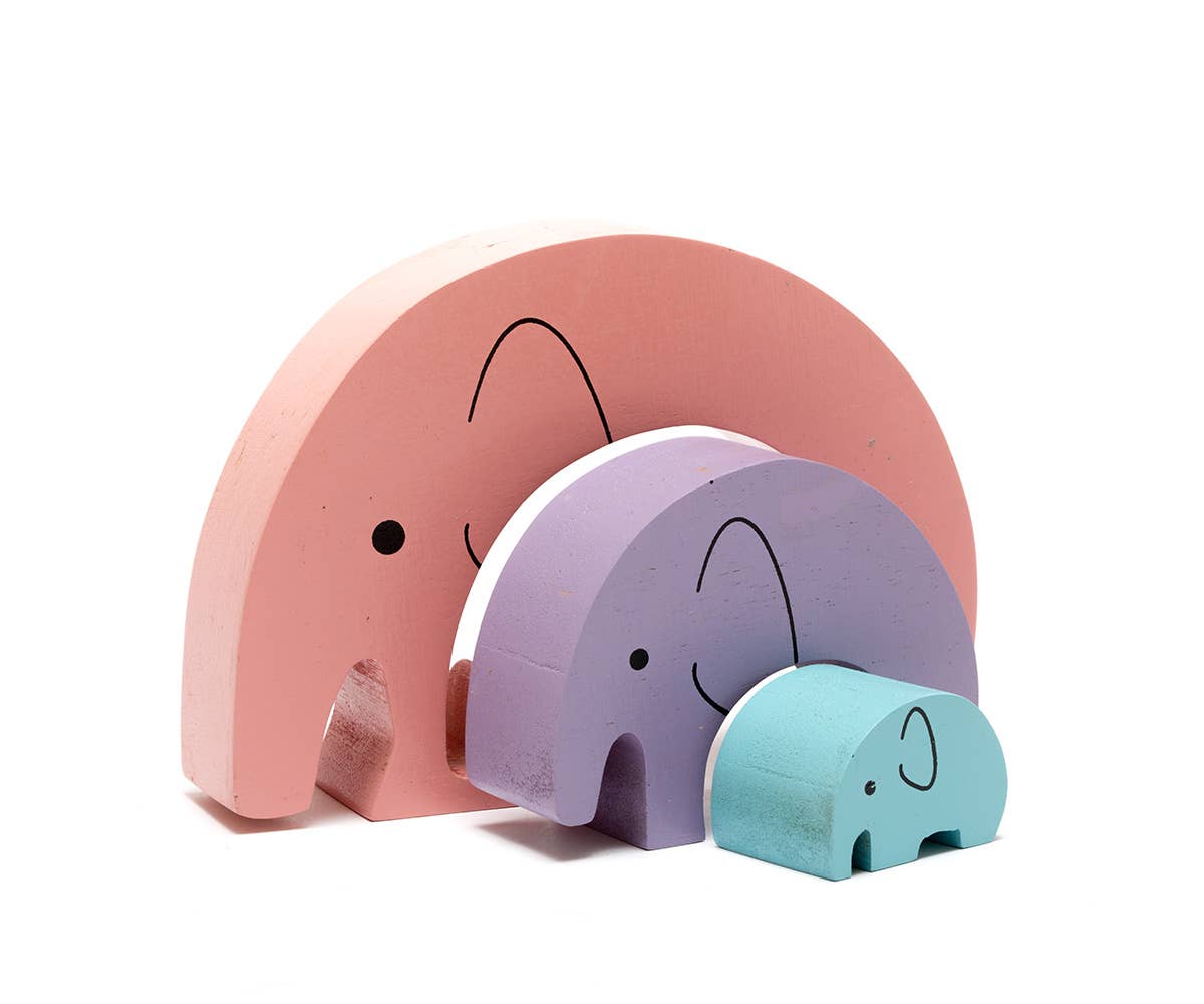 Wooden Elephant Toy Pastel, Fair Trade Handmade