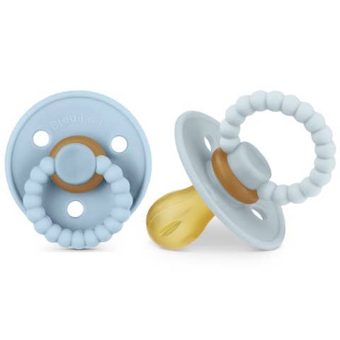 Luladream Pacifiers - Natural Rubber Nipple: Ash Blue + Sky Blue + Clips