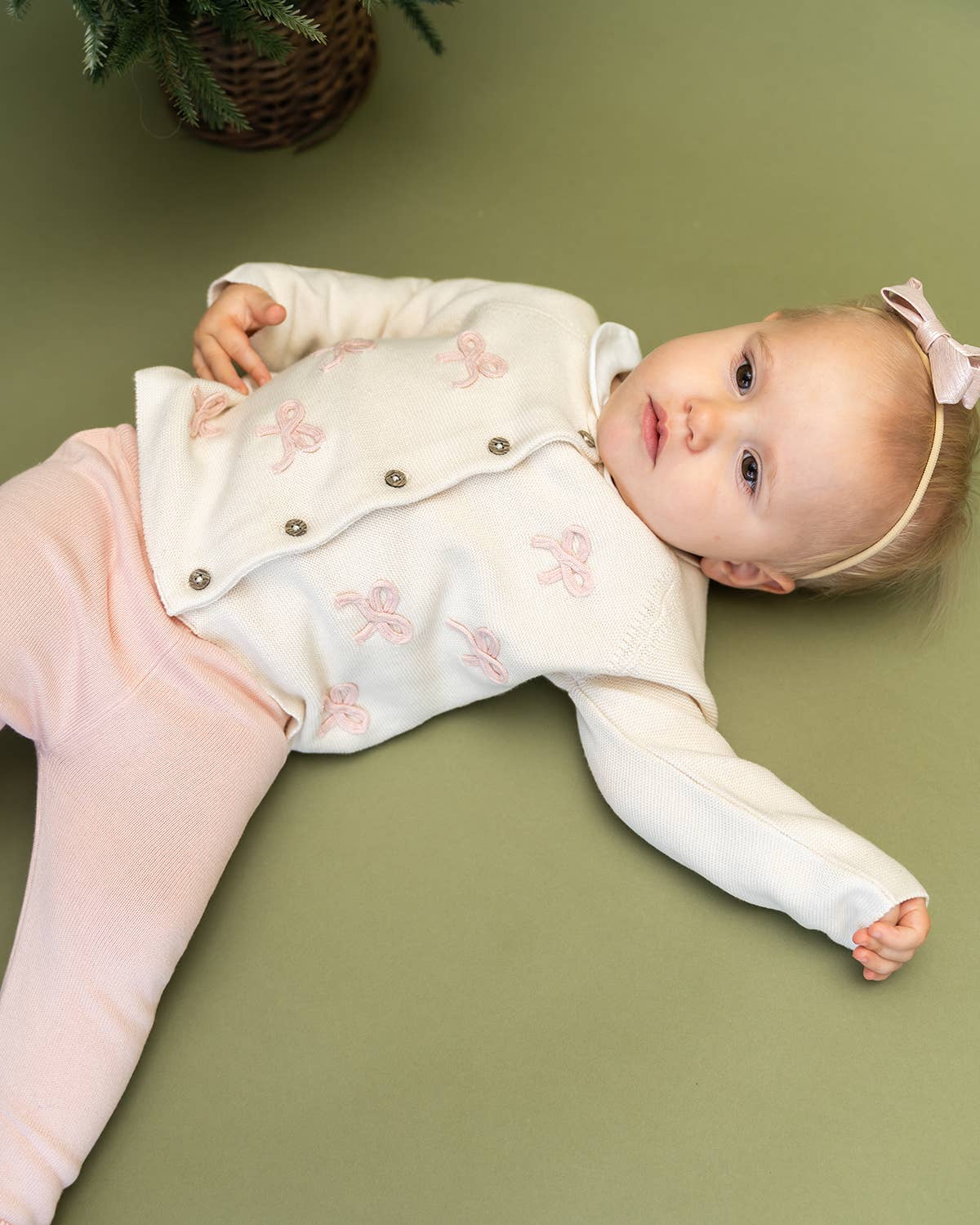 Zoe Bow Organic Sweater Knit Baby Button Cardigan