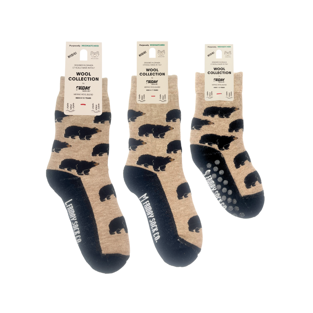 Kid's Bear & Trees Merino Crew Socks - Outdoor Adventure