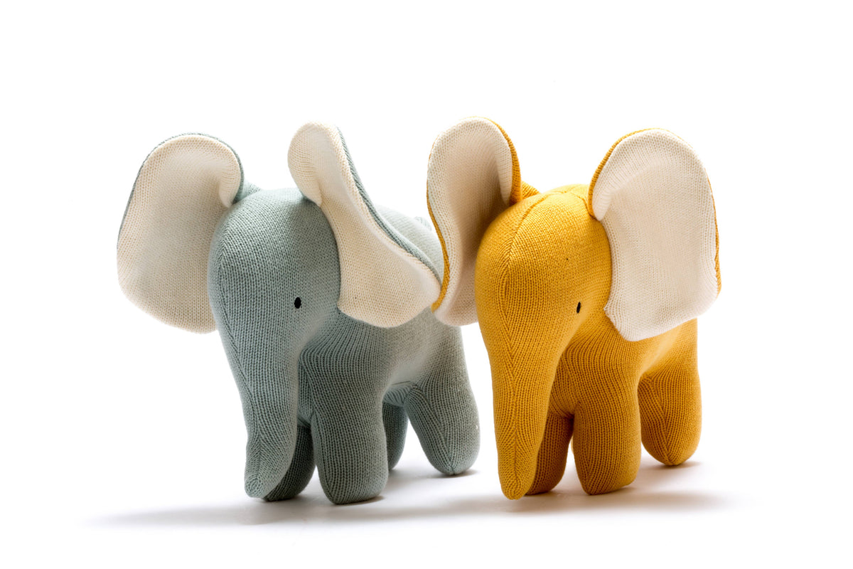 Elephant Soft Toy in Teal, Large Organic Cotton