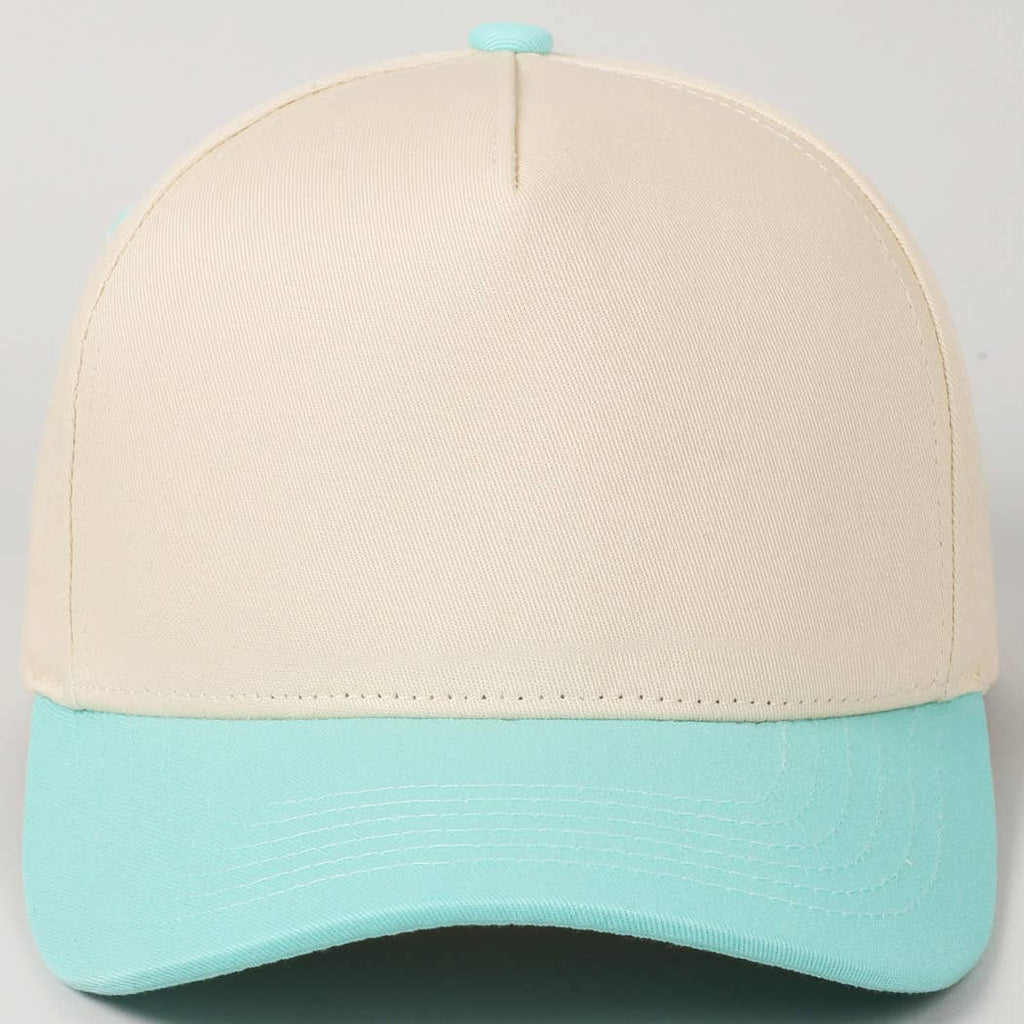 Kids Plain Two Tone Canvas Cotton Baseball Cap : HOT PINK / ONE SIZE