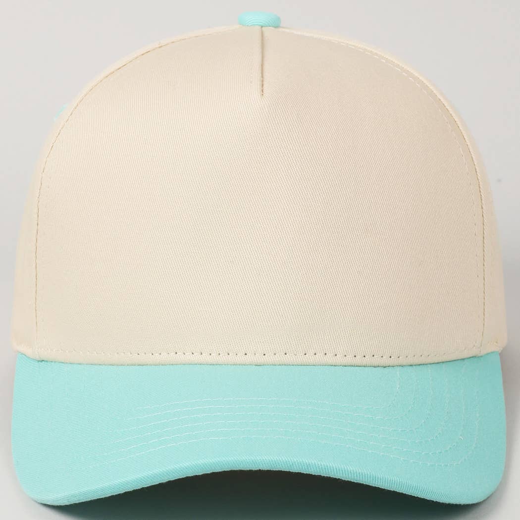 Kids Plain Two Tone Canvas Cotton Baseball Cap : HOT PINK / ONE SIZE