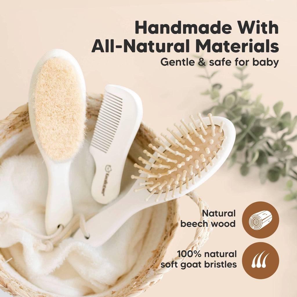 KeaBabies Baby Hair Brush and Comb Set: Vanilla