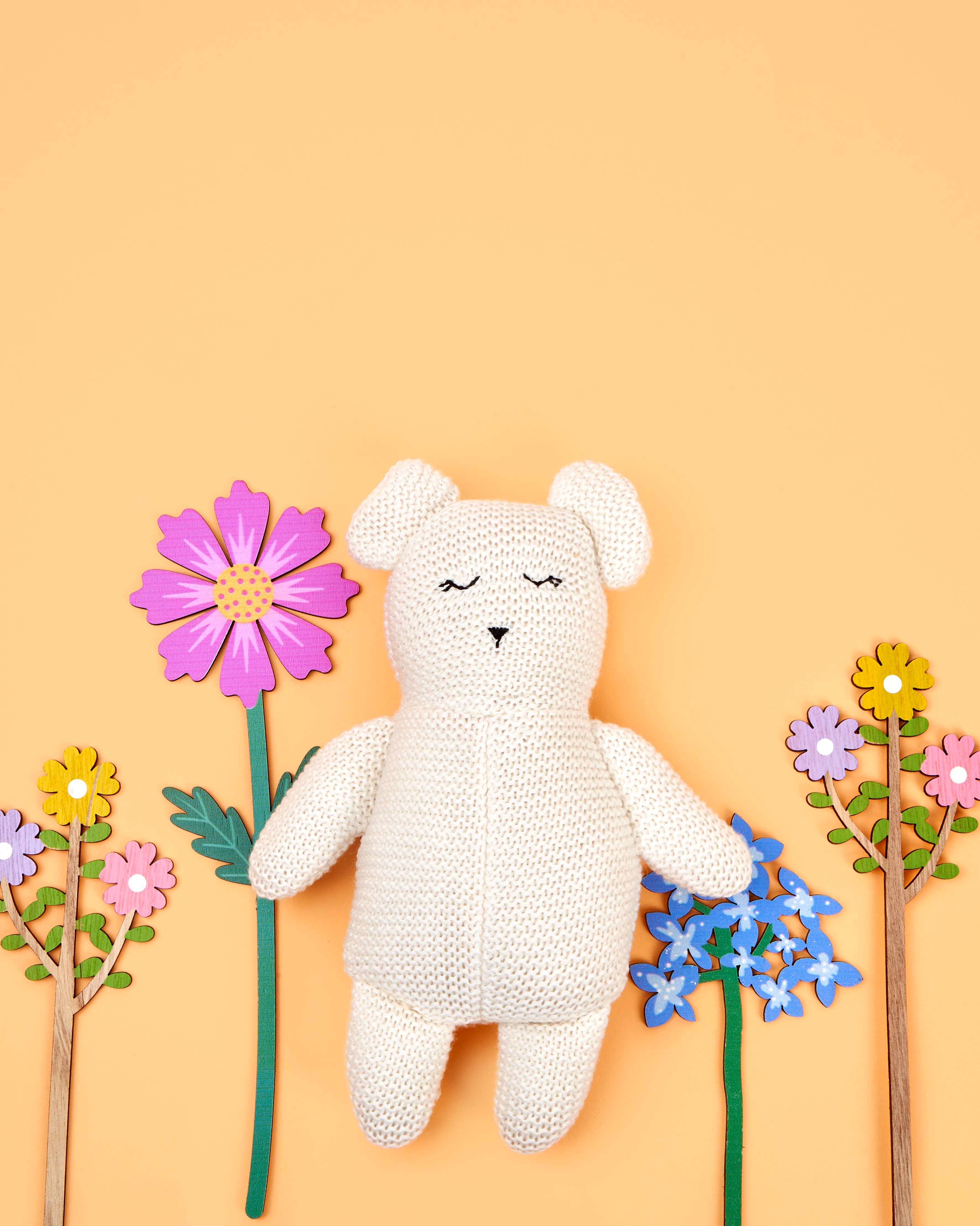 Ours en peluche blanc tricoté en coton biologique