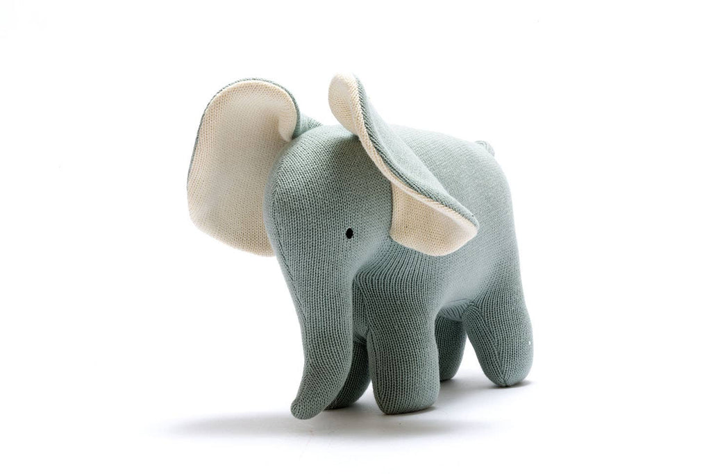 Elephant Soft Toy in Teal, Large Organic Cotton