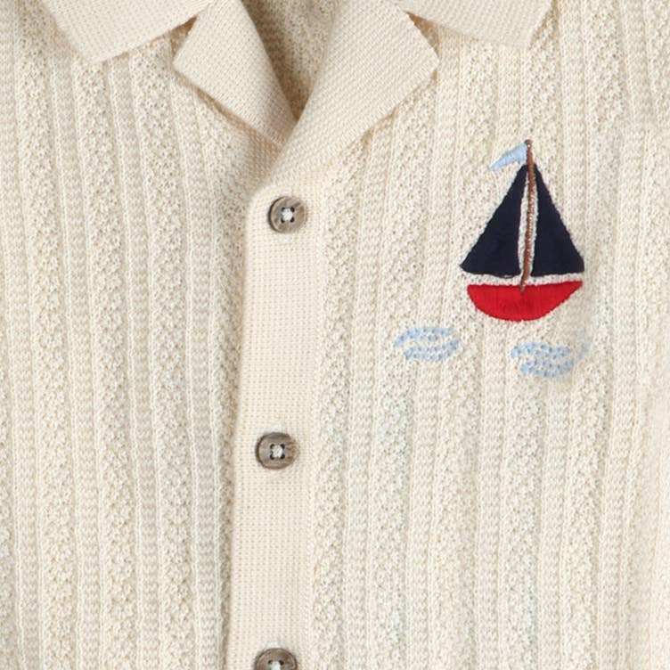 Sailboat Organic Embroidered Baby Shirt & Shorts Set