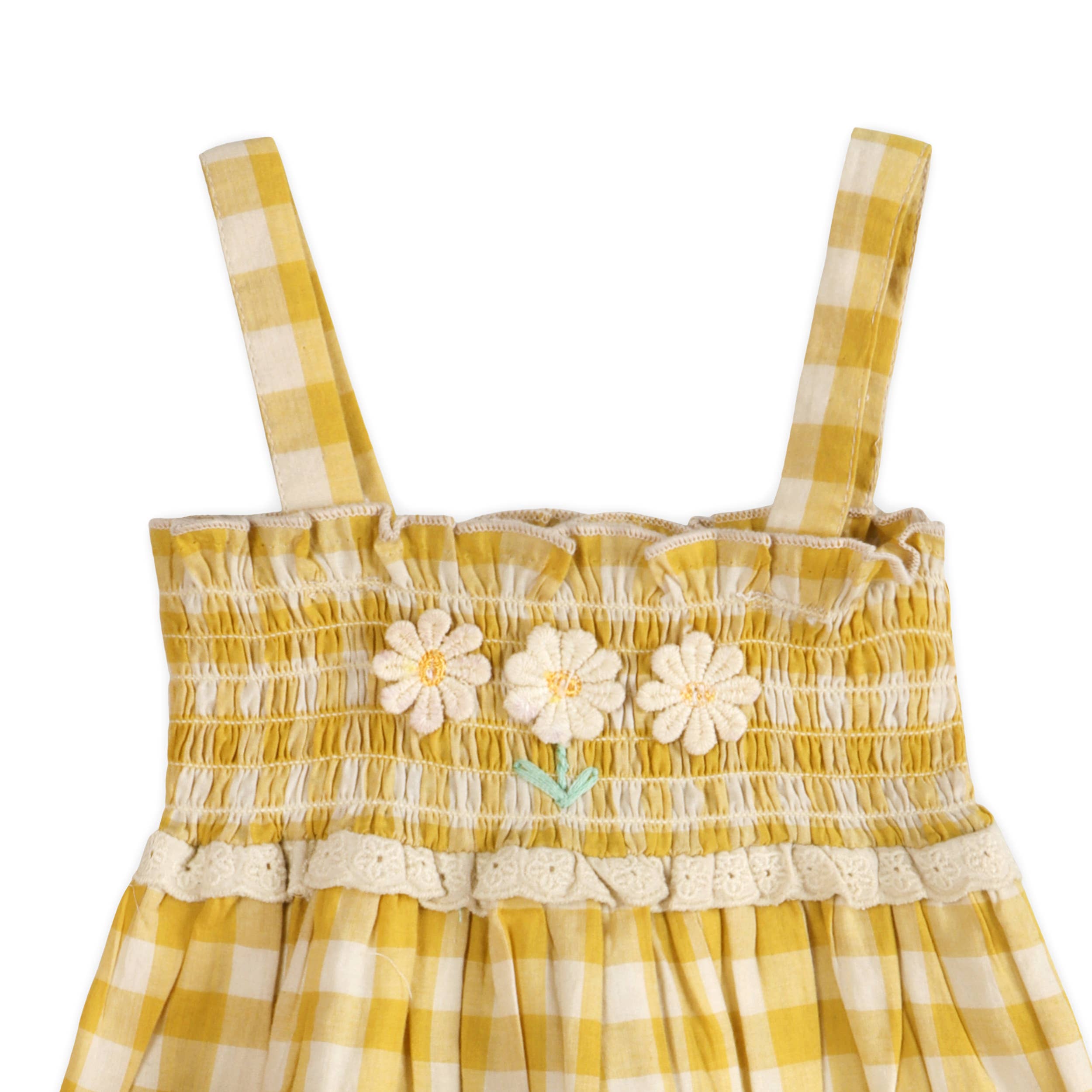 Bonnie Organic Gingham Smocked Baby Dress + Bloomer