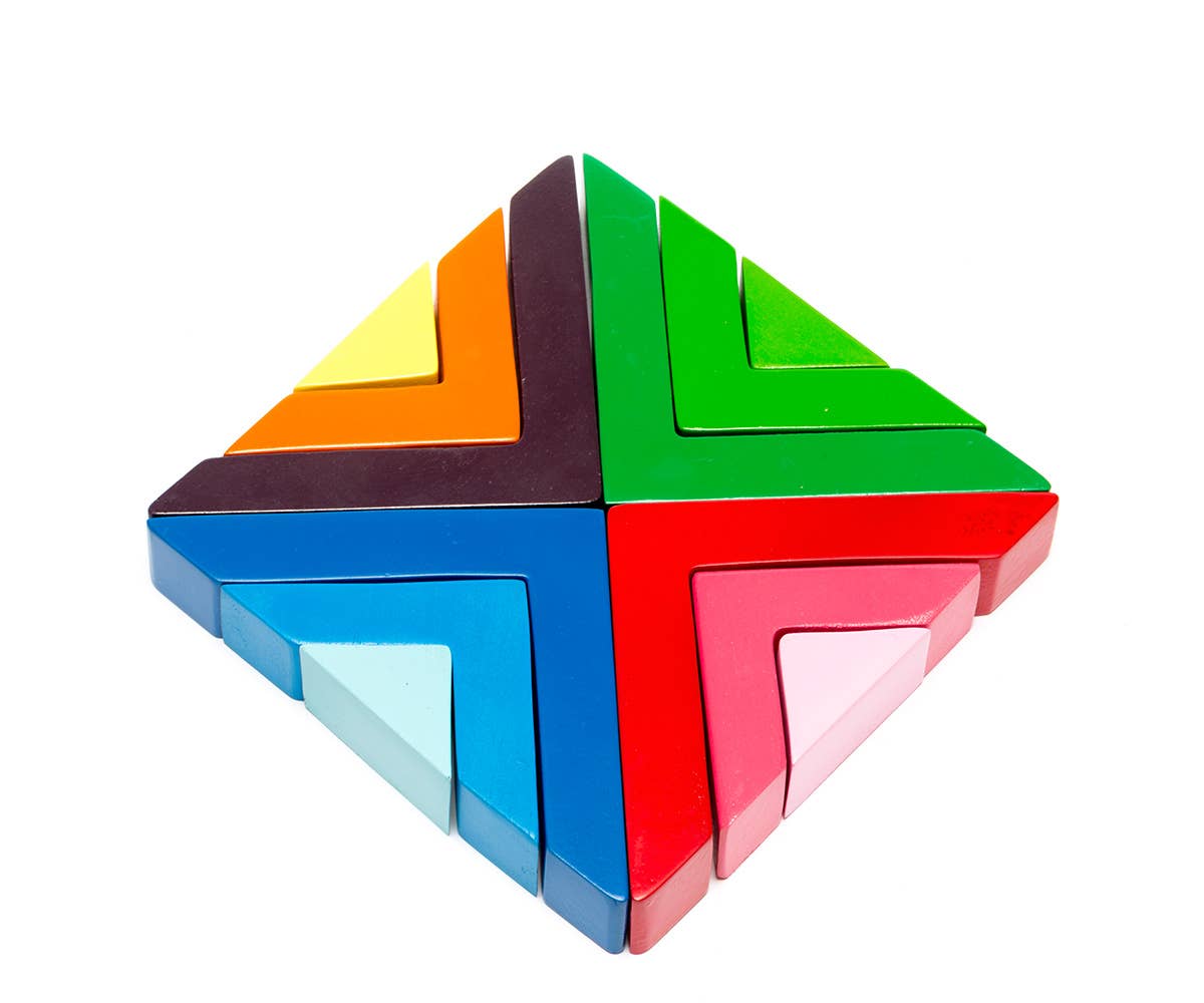 Square Wooden Rainbow Puzzle Toy, Fair Trade and Handmade