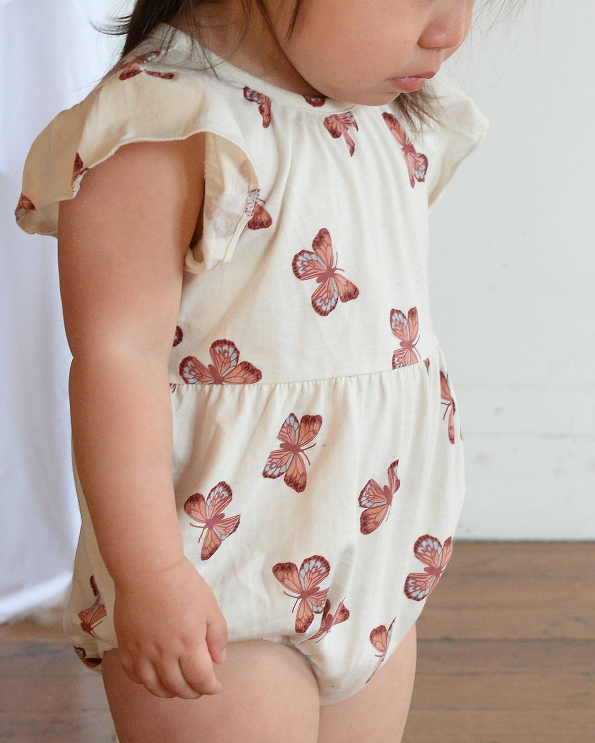 Baby Flutter Sleeve Short Romper- Butterflies