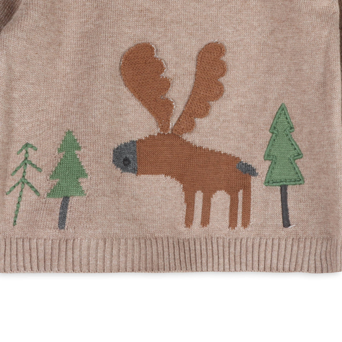 Moose Woods Organic Cotton Knit Baby Pullover: Marl Brown