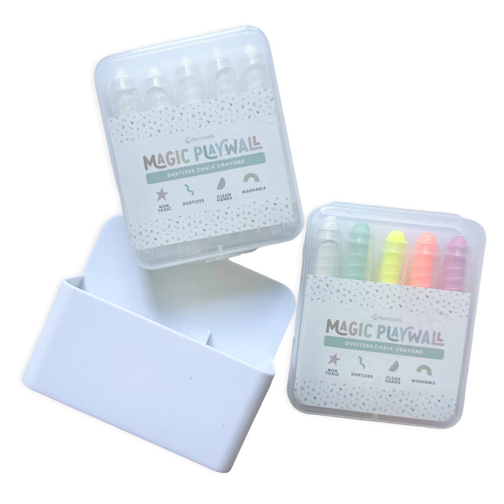 Crayons de craie sans poussière + support magnétique pour Magic Playwall : blanc