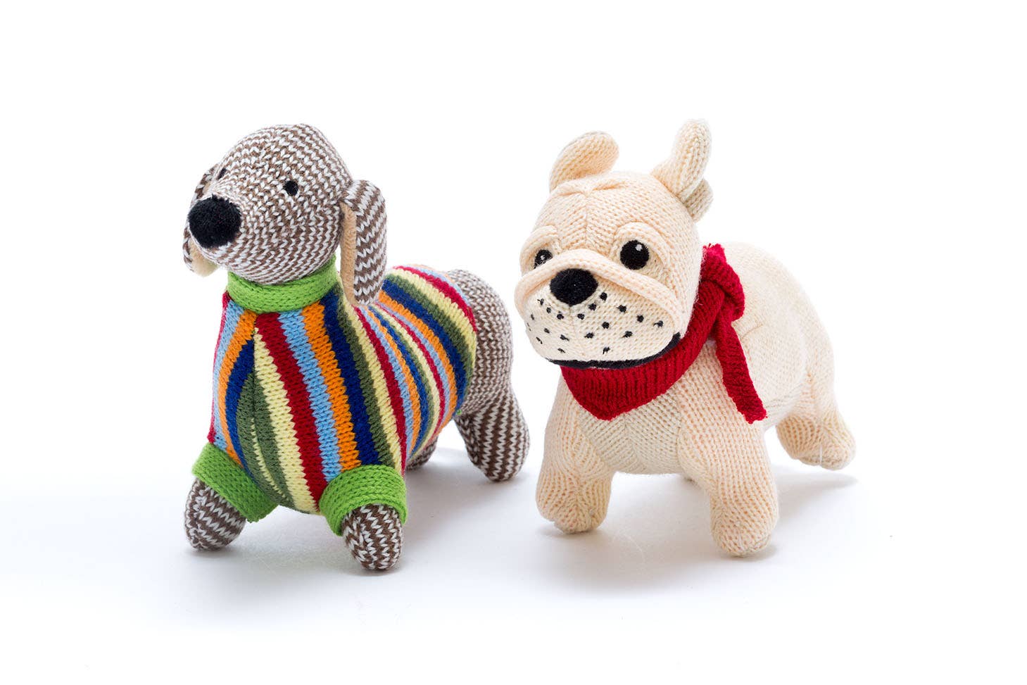 Hochet bouledogue français tricoté