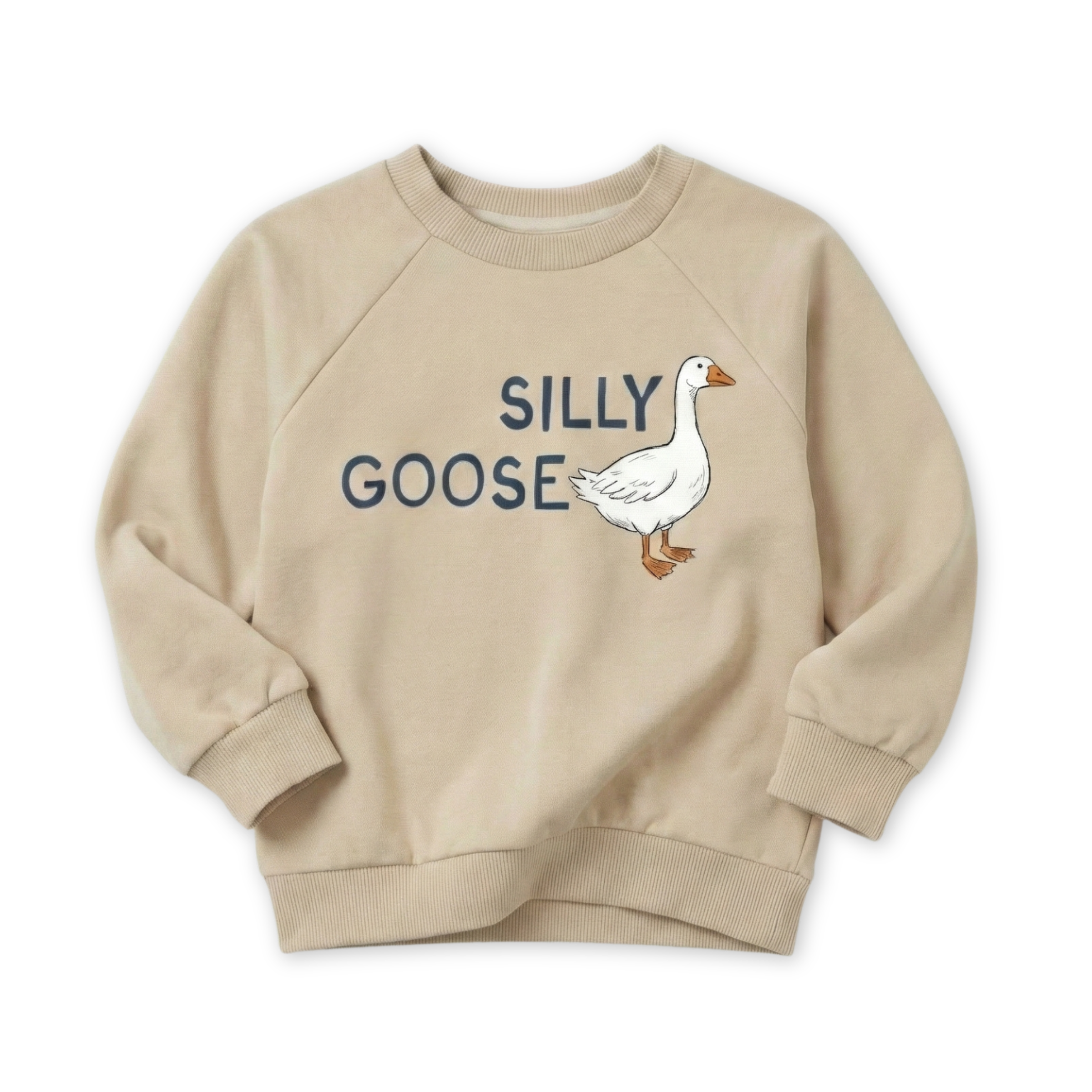 Organic Cotton Sweatshirt - Silly Goose: Cream