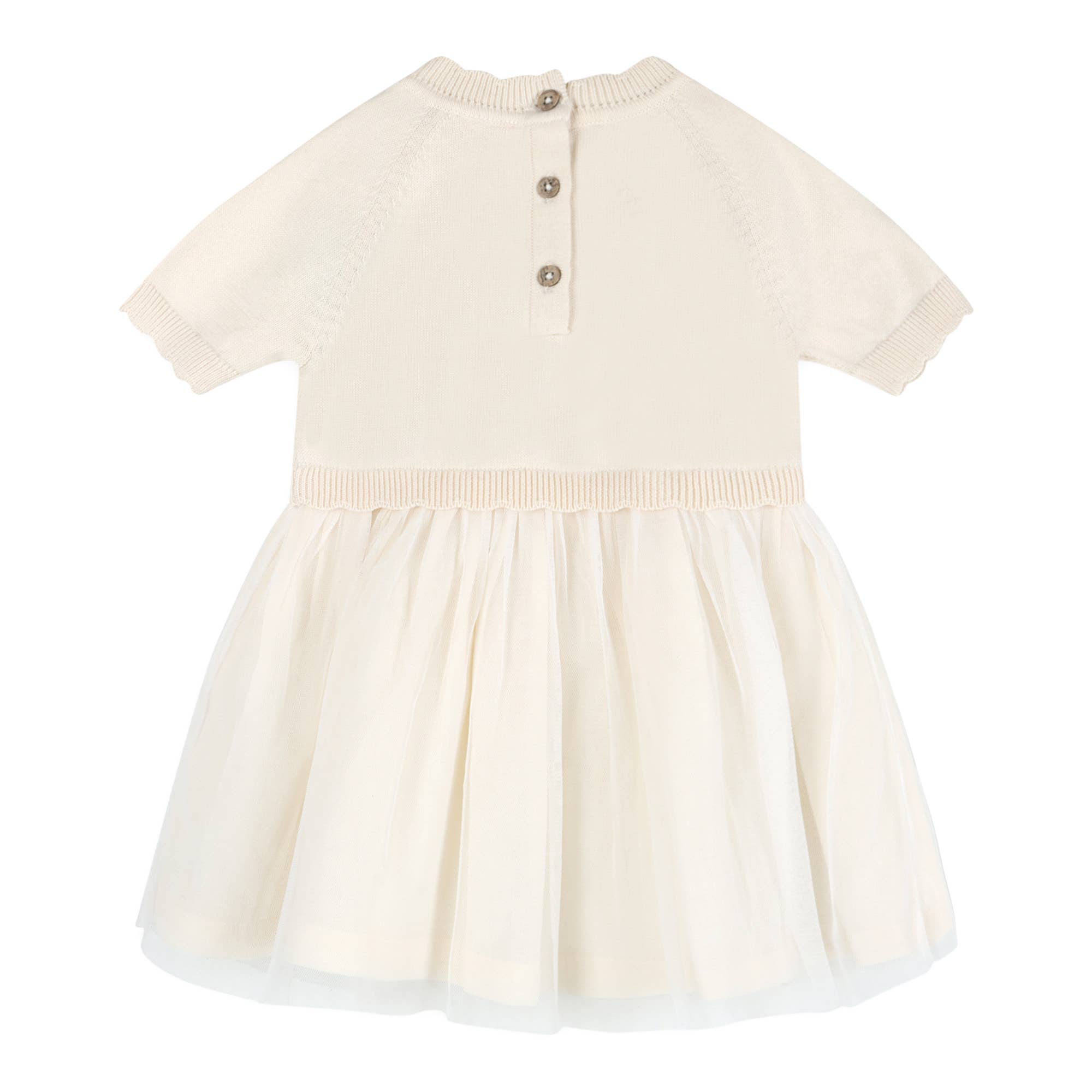 Bird Floral Organic  Embroidered Tutu Knit Baby Dress