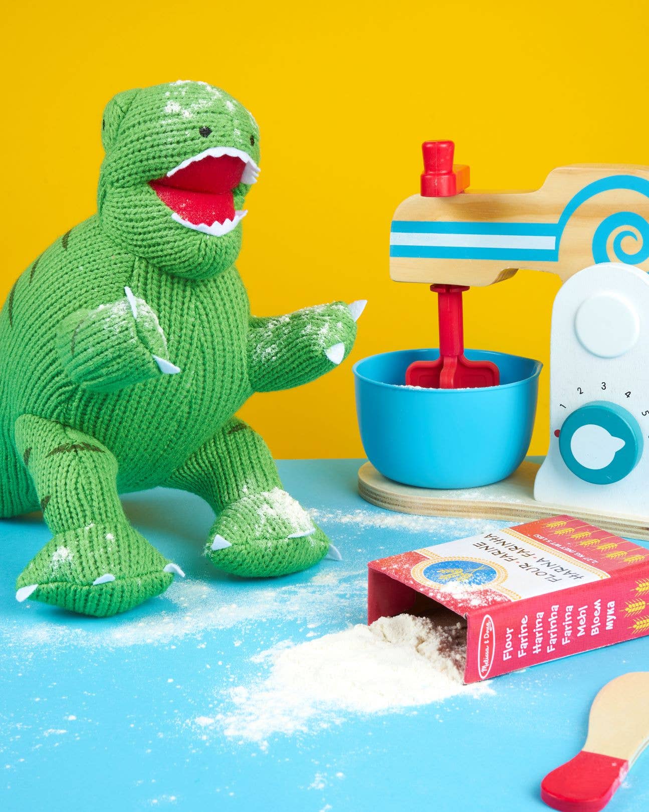 Knitted Green T Rex Dinosaur Soft Toy Teddy