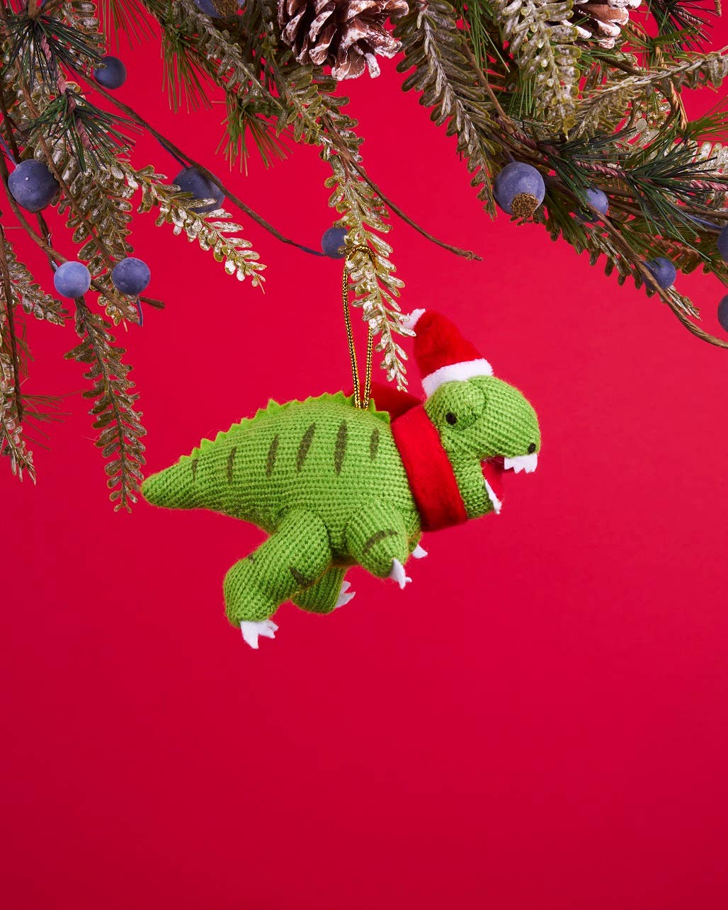 Knitted T Rex Dinosaur Christmas Decoration, Christmas Decor