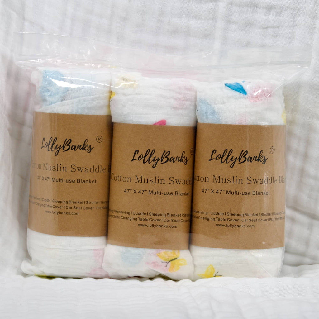 Butterfly Kisses Baby Muslin Swaddle Blanket